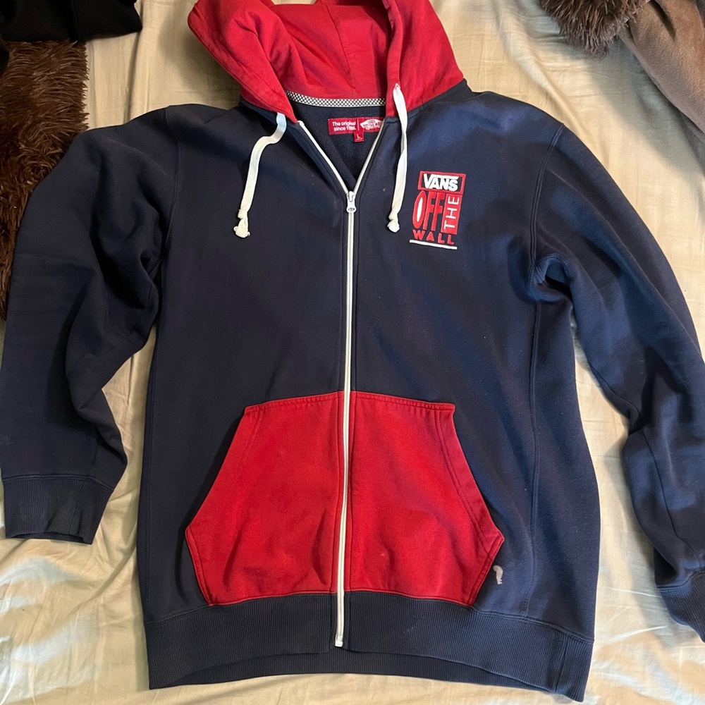 Vans Red and Navy Hoodie